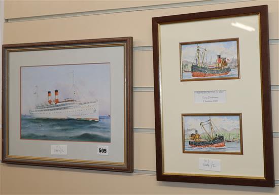 Tony Drinkwater, watercolour - Puffers on the Clyde, Mediterranean School, gouache, The Steamship, Stella DItalia